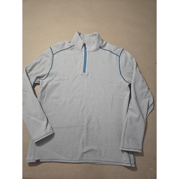 Quarter Zip Pullover Men's Casual‎ Long Sleeve Top Gray Blue Large - Picture 7 of 13